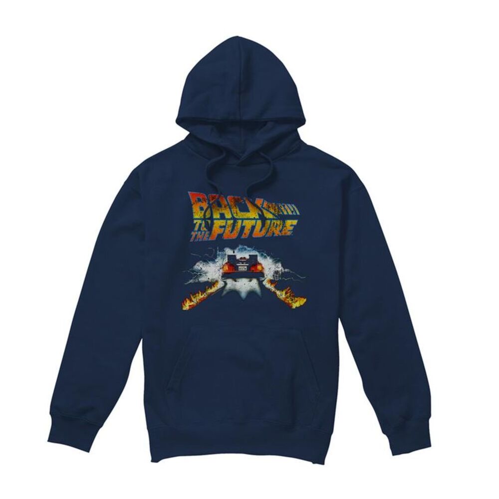 Back To The Future Unisex Adult Delorean Hoodie / Navy